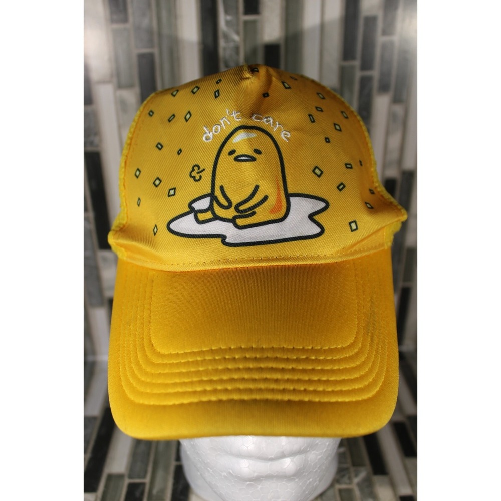 Sanrio YELLOW GUDETAMA LAZY EGG "DON'T‎ CARE" BASEBALL HAT